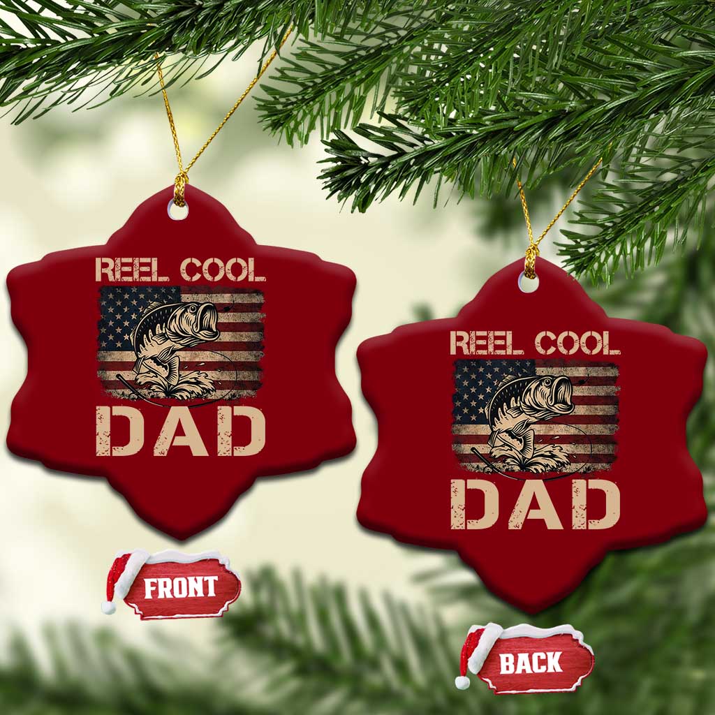 Reel Cool Dad Ceramic Ornament Funny Fishing USA Flag Patriotic Fisherman Fathers Day