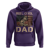 Reel Cool Dad Hoodie Funny Fishing USA Flag Patriotic Fisherman Fathers Day