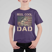 Reel Cool Dad T Shirt For Kid Funny Fishing USA Flag Patriotic Fisherman Fathers Day