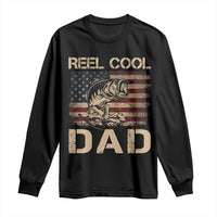 Reel Cool Dad Long Sleeve Shirt Funny Fishing USA Flag Patriotic Fisherman Fathers Day