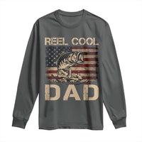 Reel Cool Dad Long Sleeve Shirt Funny Fishing USA Flag Patriotic Fisherman Fathers Day