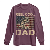 Reel Cool Dad Long Sleeve Shirt Funny Fishing USA Flag Patriotic Fisherman Fathers Day