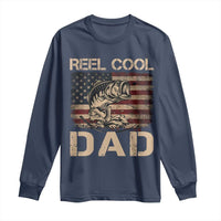 Reel Cool Dad Long Sleeve Shirt Funny Fishing USA Flag Patriotic Fisherman Fathers Day
