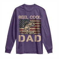 Reel Cool Dad Long Sleeve Shirt Funny Fishing USA Flag Patriotic Fisherman Fathers Day