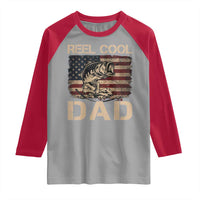 Reel Cool Dad Raglan Shirt Funny Fishing USA Flag Patriotic Fisherman Fathers Day