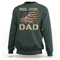Reel Cool Dad Sweatshirt Funny Fishing USA Flag Patriotic Fisherman Fathers Day