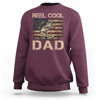 Reel Cool Dad Sweatshirt Funny Fishing USA Flag Patriotic Fisherman Fathers Day