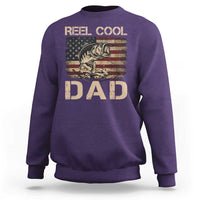 Reel Cool Dad Sweatshirt Funny Fishing USA Flag Patriotic Fisherman Fathers Day