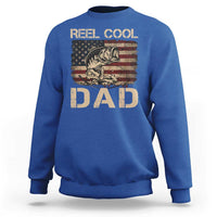 Reel Cool Dad Sweatshirt Funny Fishing USA Flag Patriotic Fisherman Fathers Day