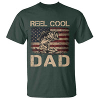 Reel Cool Dad T Shirt Funny Fishing USA Flag Patriotic Fisherman Fathers Day