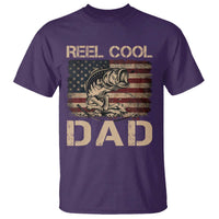 Reel Cool Dad T Shirt Funny Fishing USA Flag Patriotic Fisherman Fathers Day