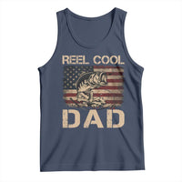Reel Cool Dad Tank Top Funny Fishing USA Flag Patriotic Fisherman Fathers Day