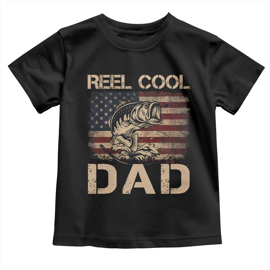Reel Cool Dad Toddler T Shirt Funny Fishing USA Flag Patriotic Fisherman Fathers Day