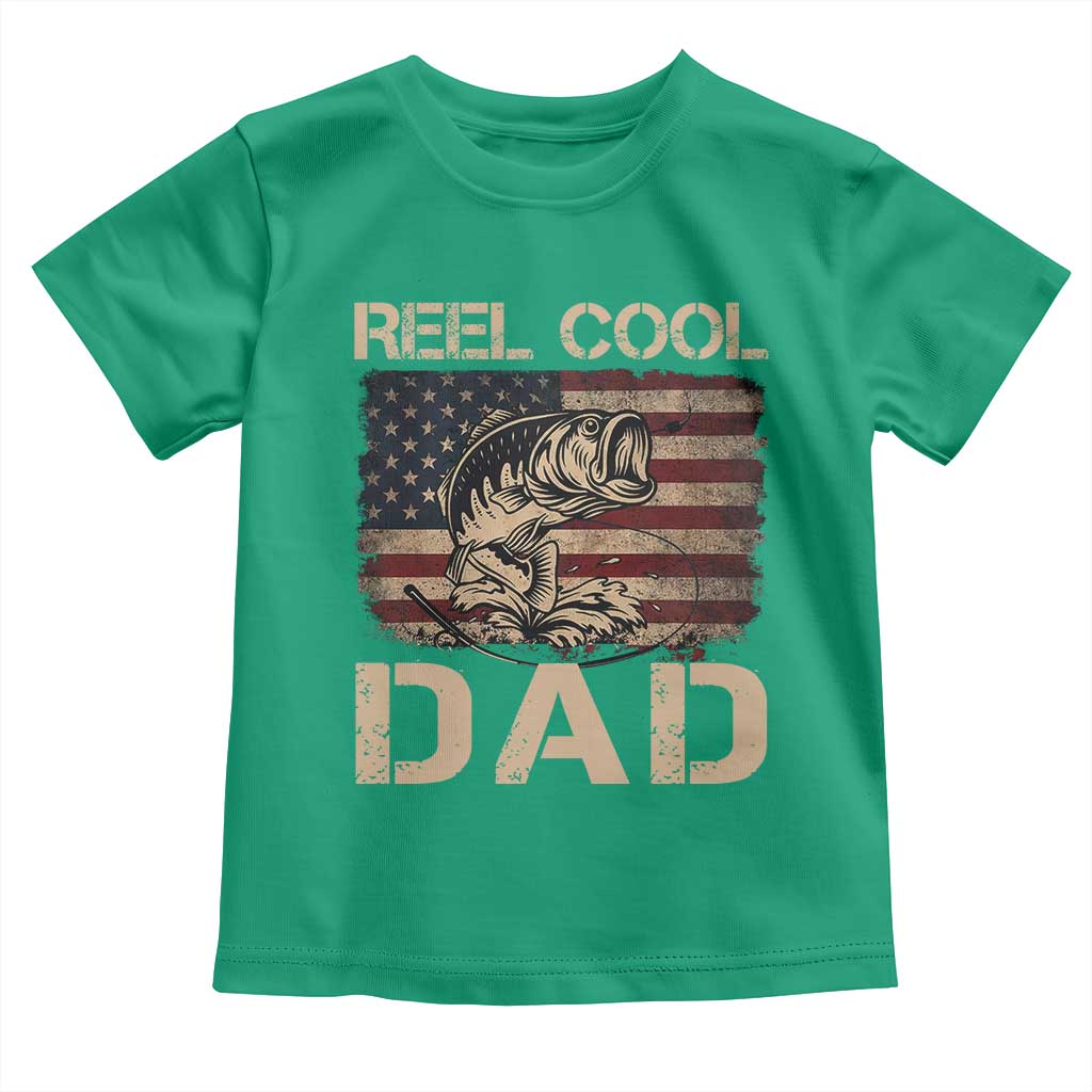 Reel Cool Dad Toddler T Shirt Funny Fishing USA Flag Patriotic Fisherman Fathers Day