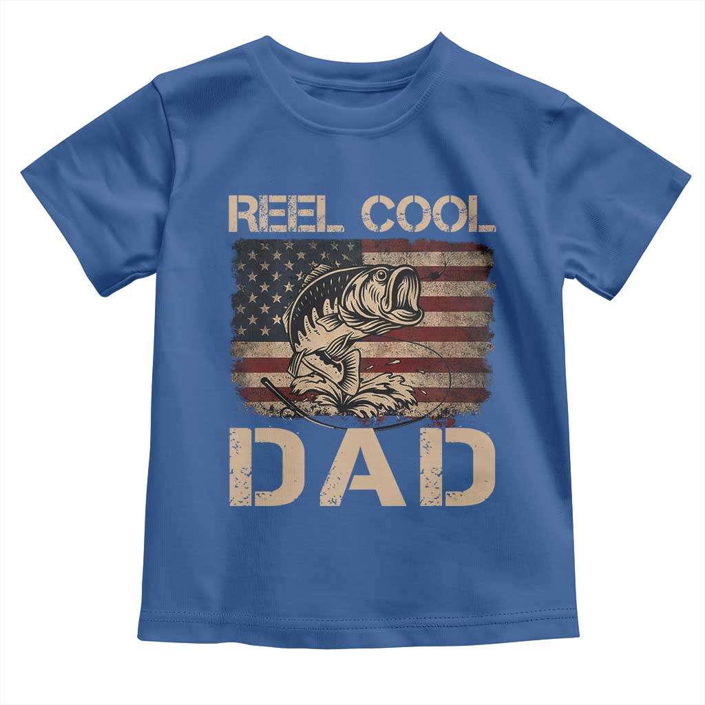 Reel Cool Dad Toddler T Shirt Funny Fishing USA Flag Patriotic Fisherman Fathers Day