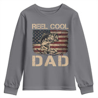 Reel Cool Dad Youth Sweatshirt Funny Fishing USA Flag Patriotic Fisherman Fathers Day