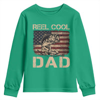 Reel Cool Dad Youth Sweatshirt Funny Fishing USA Flag Patriotic Fisherman Fathers Day