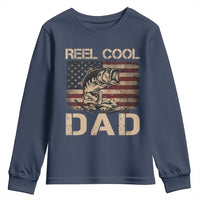 Reel Cool Dad Youth Sweatshirt Funny Fishing USA Flag Patriotic Fisherman Fathers Day