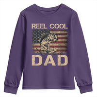Reel Cool Dad Youth Sweatshirt Funny Fishing USA Flag Patriotic Fisherman Fathers Day