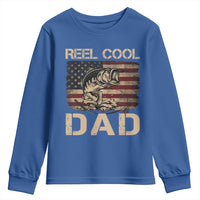 Reel Cool Dad Youth Sweatshirt Funny Fishing USA Flag Patriotic Fisherman Fathers Day