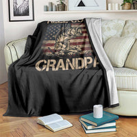 Reel Cool Grandpa Throw Blanket Funny Fishing USA Flag Patriotic Fisherman Fathers Day