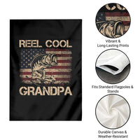Reel Cool Grandpa Garden Flag Funny Fishing USA Flag Patriotic Fisherman Fathers Day