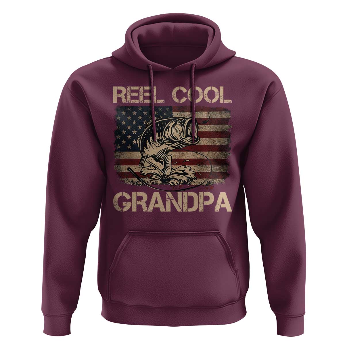 Reel Cool Grandpa Hoodie Funny Fishing USA Flag Patriotic Fisherman Fathers Day