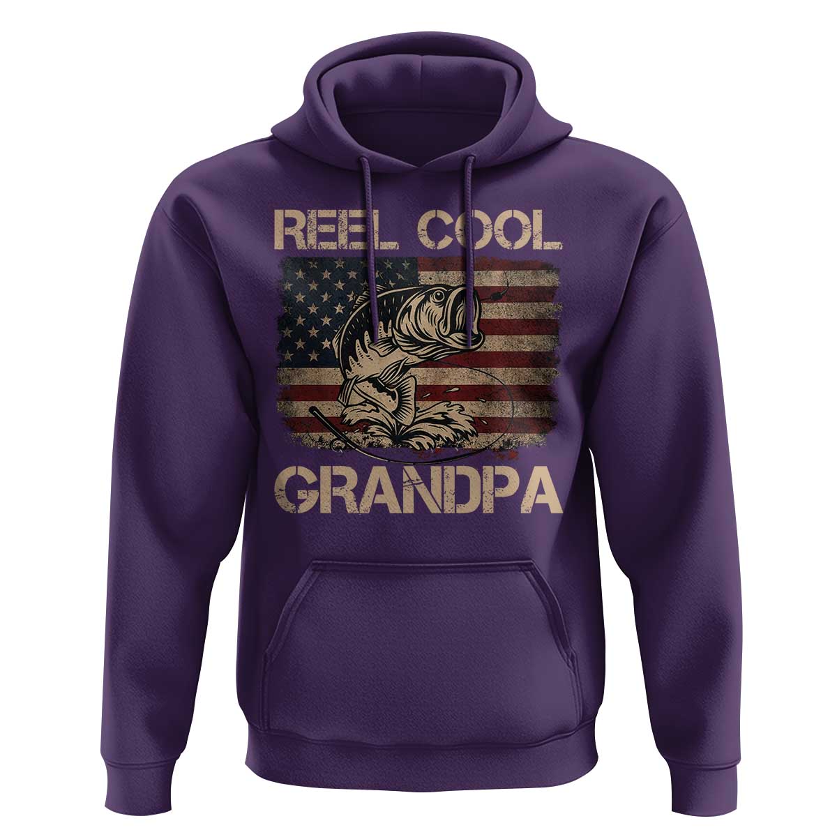 Reel Cool Grandpa Hoodie Funny Fishing USA Flag Patriotic Fisherman Fathers Day