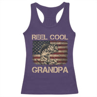 Reel Cool Grandpa Racerback Tank Top Funny Fishing USA Flag Patriotic Fisherman Fathers Day