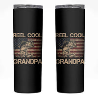 Reel Cool Grandpa Skinny Tumbler Funny Fishing USA Flag Patriotic Fisherman Fathers Day