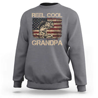 Reel Cool Grandpa Sweatshirt Funny Fishing USA Flag Patriotic Fisherman Fathers Day