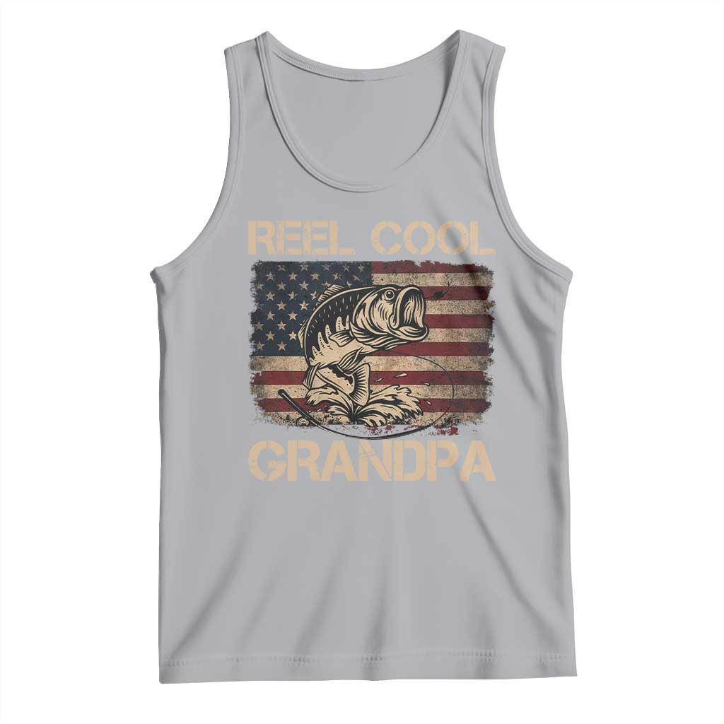 Reel Cool Grandpa Tank Top Funny Fishing USA Flag Patriotic Fisherman Fathers Day