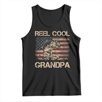 Reel Cool Grandpa Tank Top Funny Fishing USA Flag Patriotic Fisherman Fathers Day