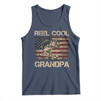 Reel Cool Grandpa Tank Top Funny Fishing USA Flag Patriotic Fisherman Fathers Day