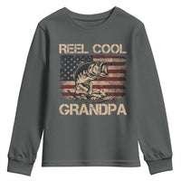 Reel Cool Grandpa Youth Sweatshirt Funny Fishing USA Flag Patriotic Fisherman Fathers Day