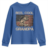 Reel Cool Grandpa Youth Sweatshirt Funny Fishing USA Flag Patriotic Fisherman Fathers Day