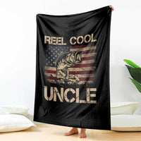 Reel Cool Uncle Throw Blanket Funny Fishing USA Flag Patriotic Fisherman Fathers Day
