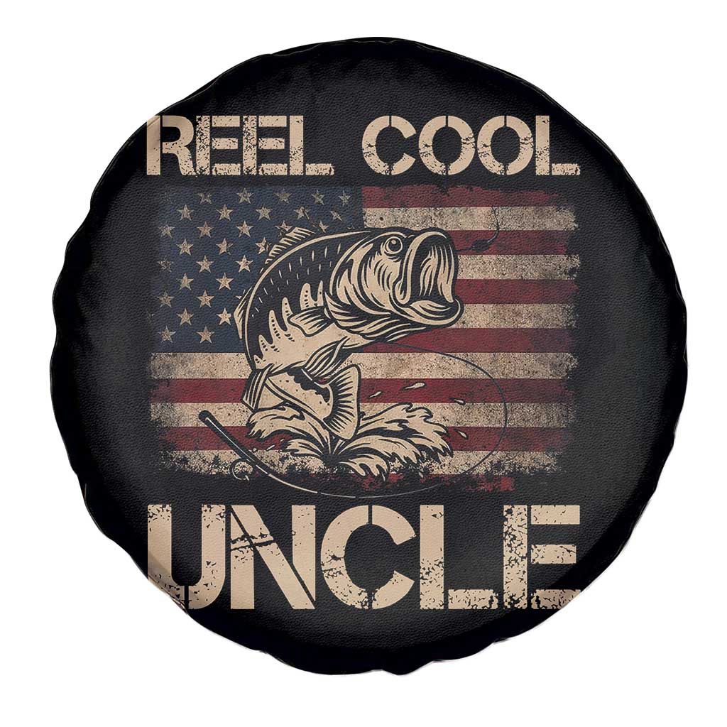 Reel Cool Uncle Spare Tire Cover Funny Fishing USA Flag Patriotic Fisherman Fathers Day