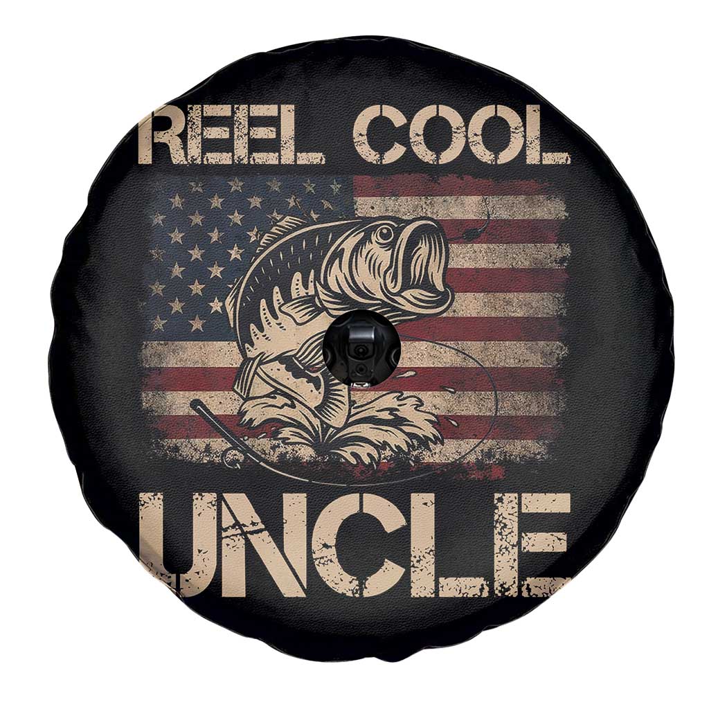 Reel Cool Uncle Spare Tire Cover Funny Fishing USA Flag Patriotic Fisherman Fathers Day