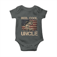 Reel Cool Uncle Baby Onesie Funny Fishing USA Flag Patriotic Fisherman Fathers Day