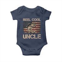 Reel Cool Uncle Baby Onesie Funny Fishing USA Flag Patriotic Fisherman Fathers Day