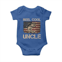 Reel Cool Uncle Baby Onesie Funny Fishing USA Flag Patriotic Fisherman Fathers Day