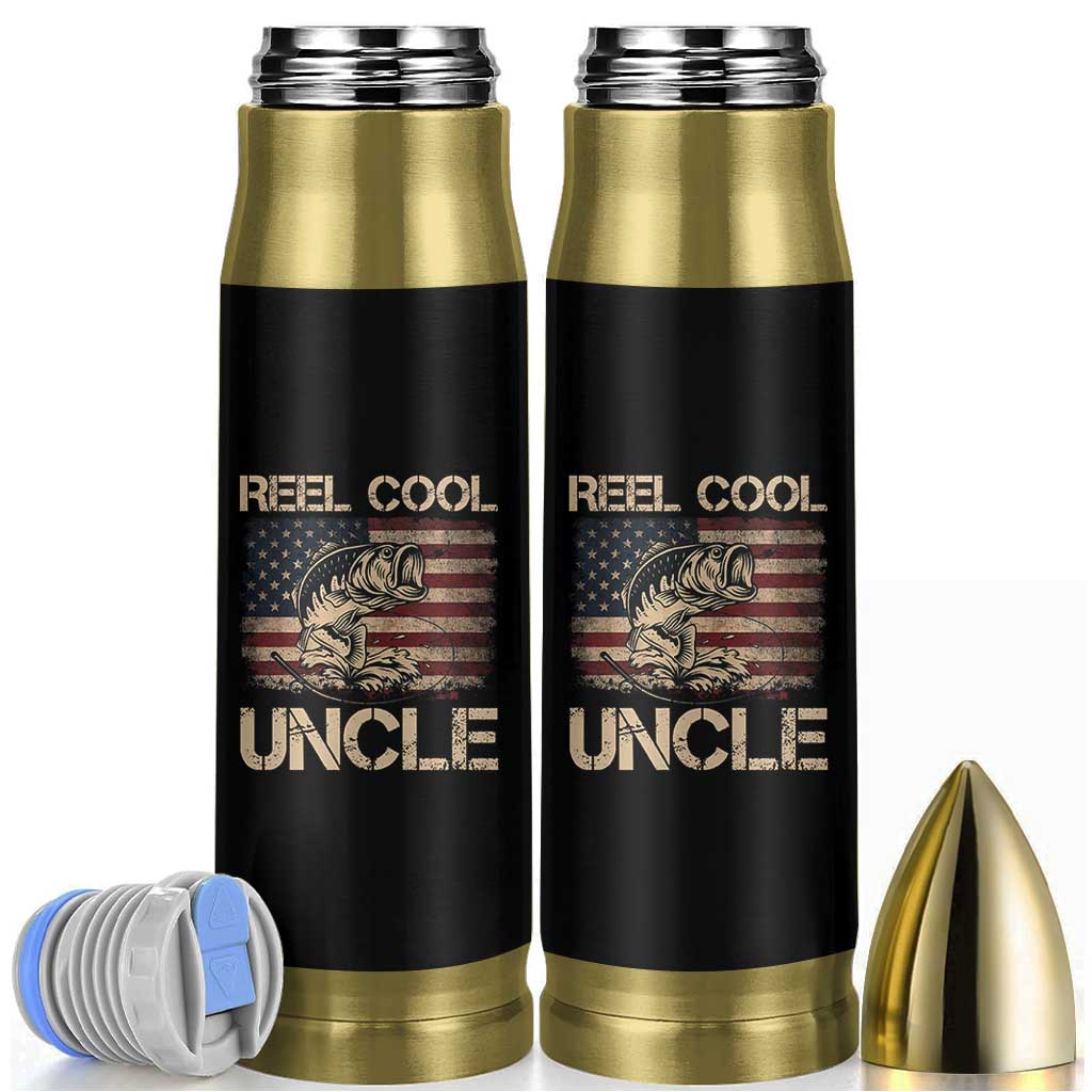Reel Cool Uncle Bullet Tumbler Funny Fishing USA Flag Patriotic Fisherman Fathers Day