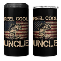Reel Cool Uncle 4 in 1 Can Cooler Tumbler Funny Fishing USA Flag Patriotic Fisherman Fathers Day