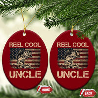 Reel Cool Uncle Ceramic Ornament Funny Fishing USA Flag Patriotic Fisherman Fathers Day