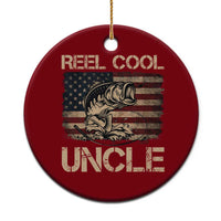 Reel Cool Uncle Ceramic Ornament Funny Fishing USA Flag Patriotic Fisherman Fathers Day