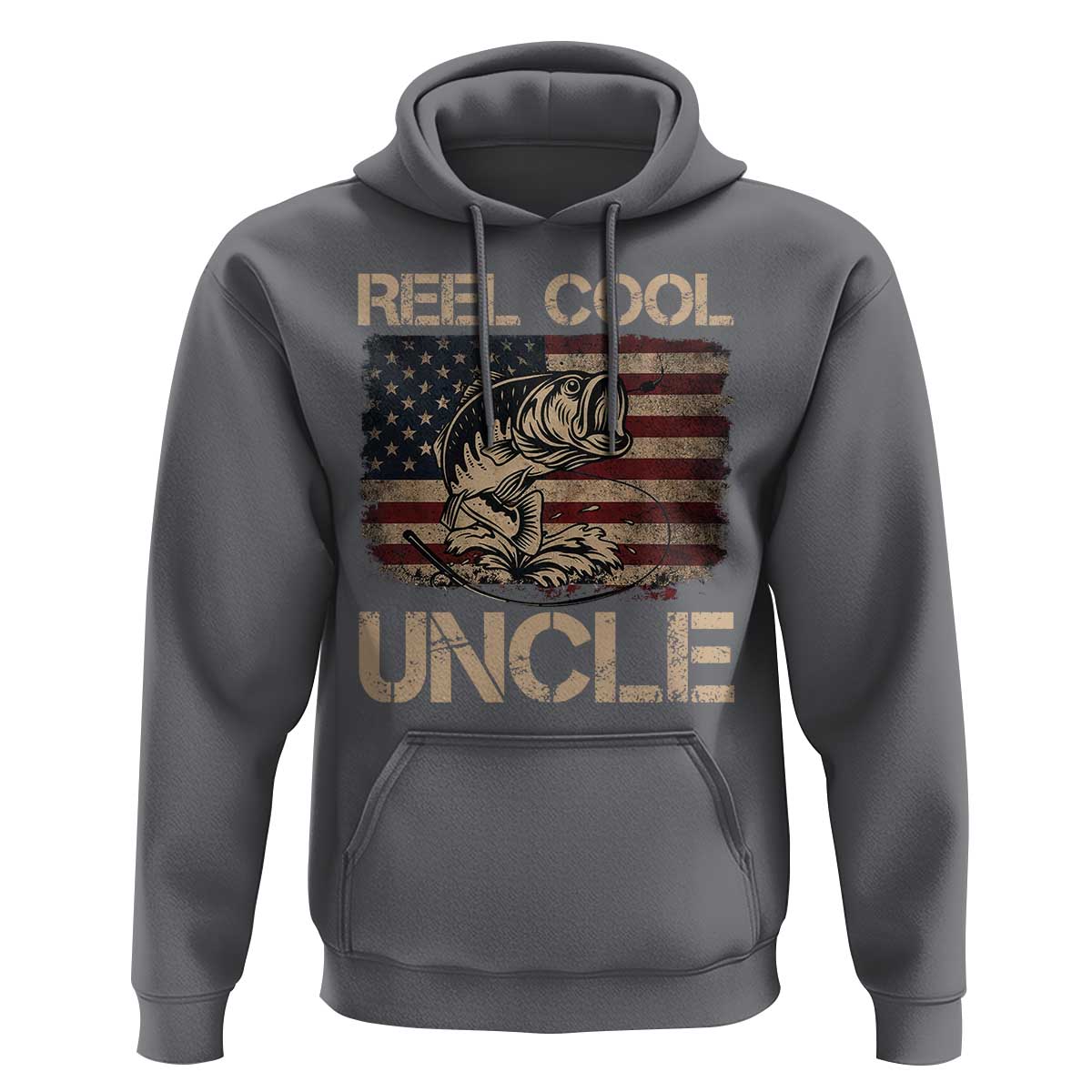 Reel Cool Uncle Hoodie Funny Fishing USA Flag Patriotic Fisherman Fathers Day