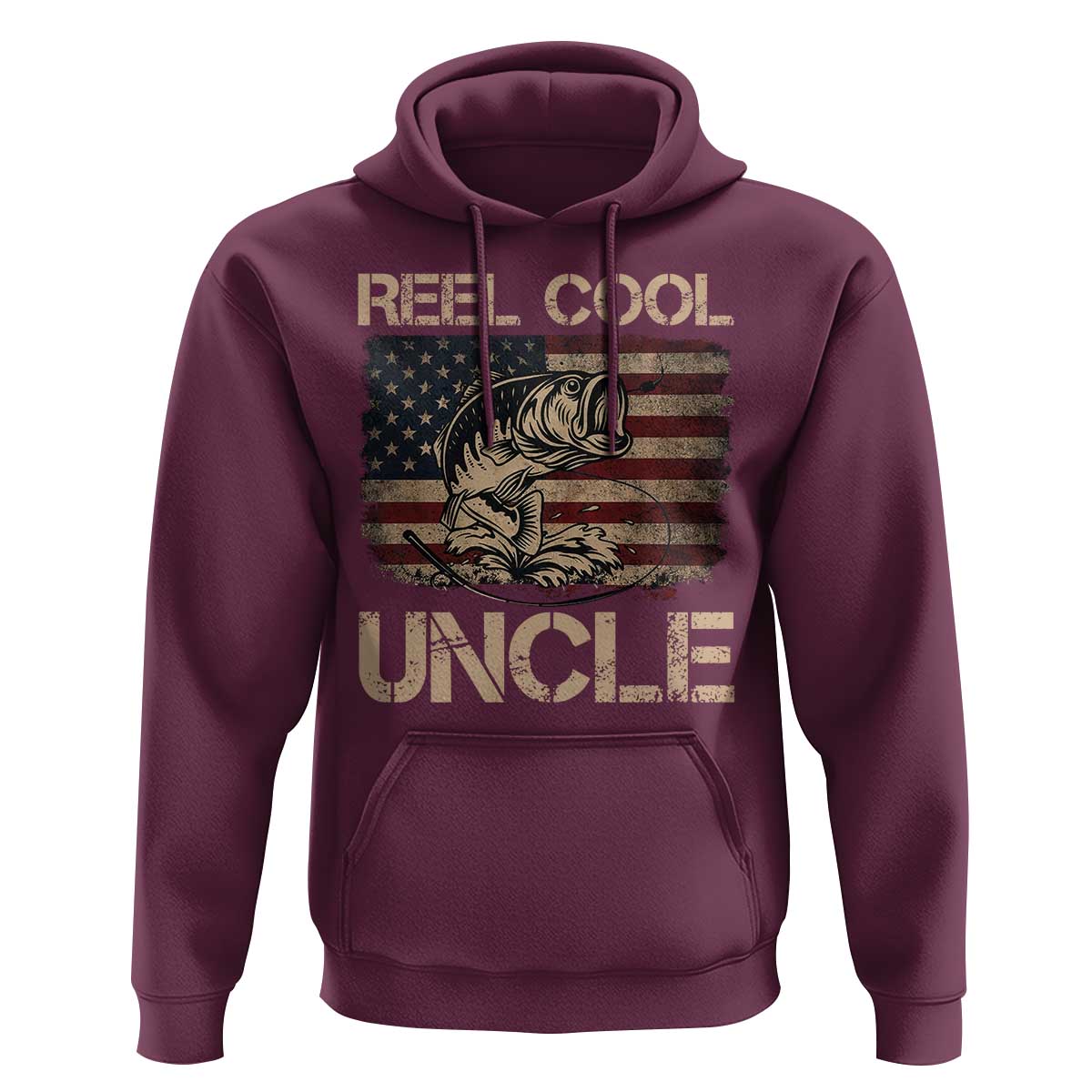 Reel Cool Uncle Hoodie Funny Fishing USA Flag Patriotic Fisherman Fathers Day