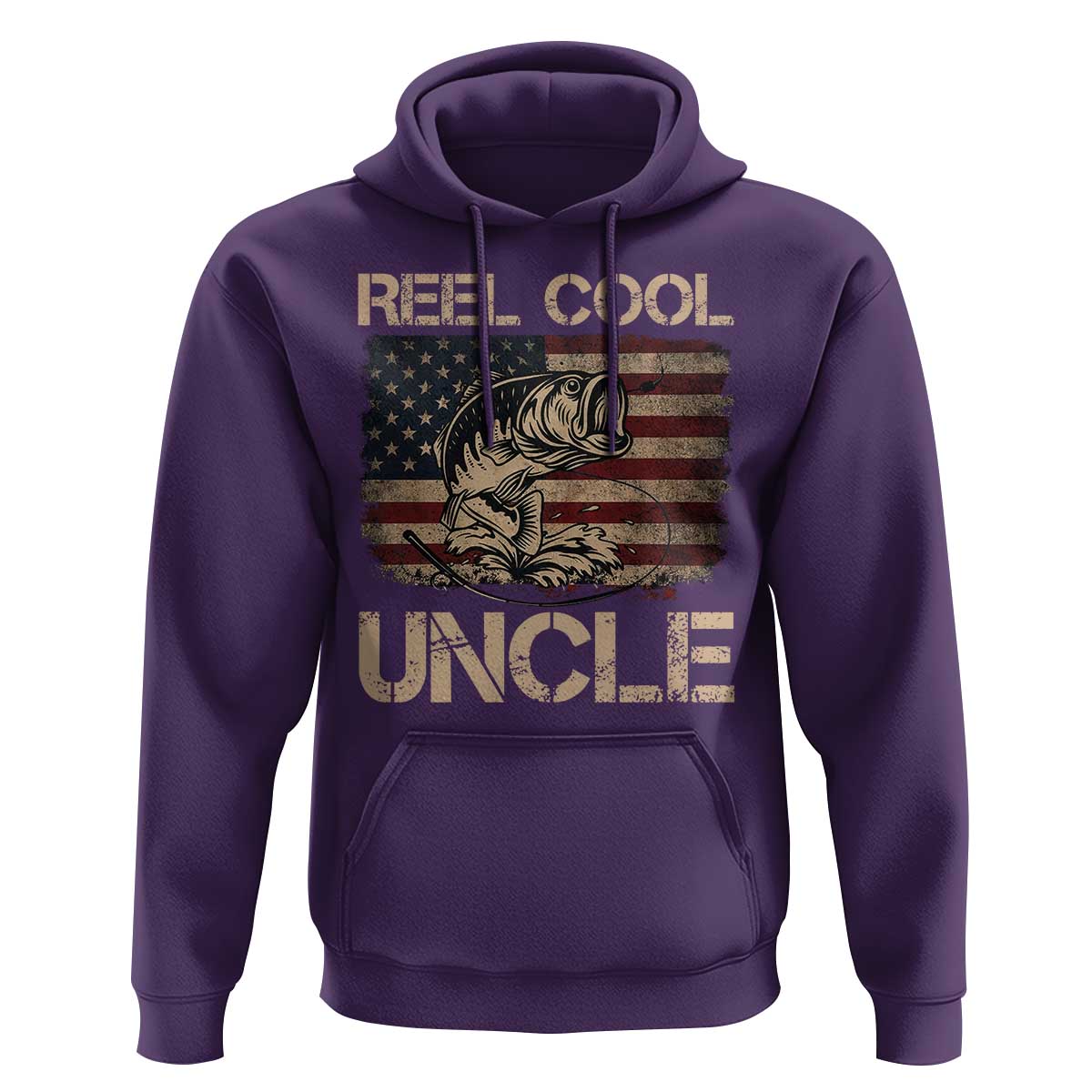Reel Cool Uncle Hoodie Funny Fishing USA Flag Patriotic Fisherman Fathers Day