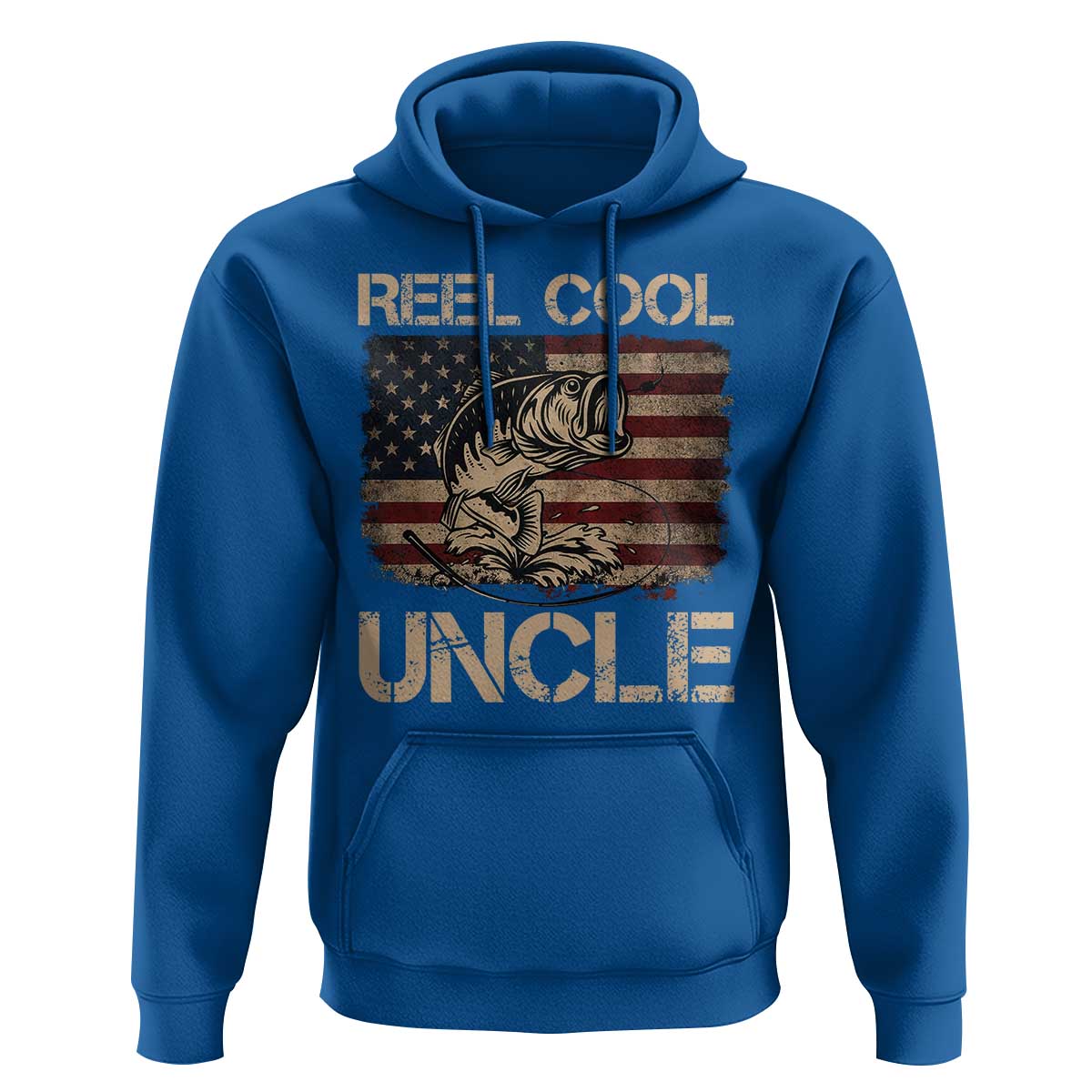 Reel Cool Uncle Hoodie Funny Fishing USA Flag Patriotic Fisherman Fathers Day